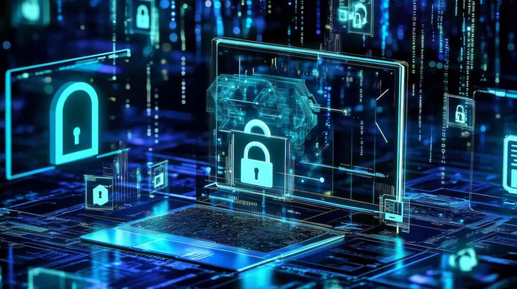 Cyber space security padlock showing what is endpoint management